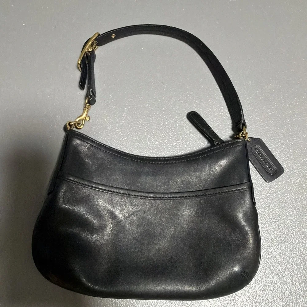 Vintage Coach 9844 Demi Hobo Baguette Hand Bag Leather Purse Black
